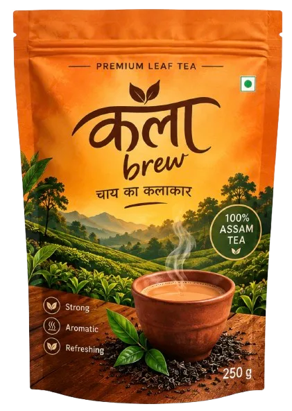 Original KalaaBrew Premium Leaf Tea orange pouch — front artwork